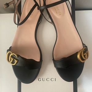 Brand New Gucci Marmont GG Ankle-Strap Sandals Black size 38